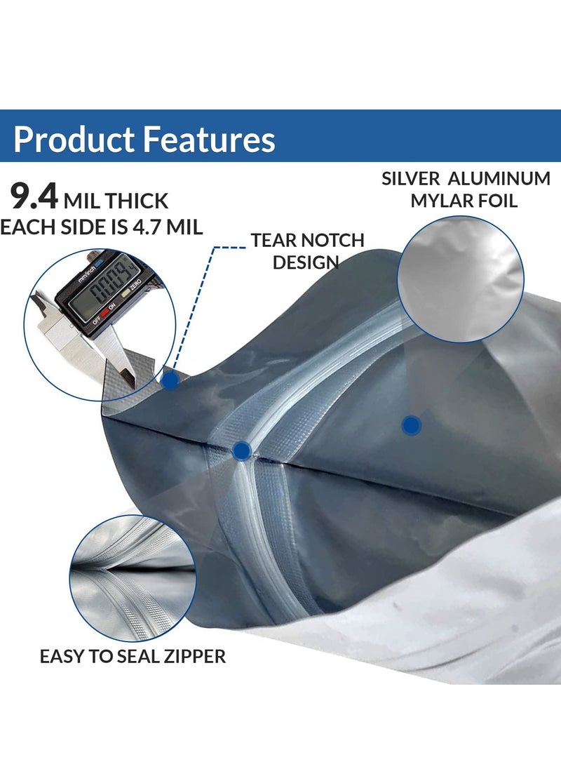 Excefore Mylar Bags For Food Storage, 25PCS 9.4 Mil Thick Vacuum Resealable Ziplock Pouches,  Long Term Large Food Sealing Bag Refrigerator Preservation Eco-Friendly for Kitchen Camping Hiking Food Storage  - Image 2