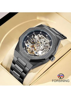 FORSINING Watches for Men Watch Stainless Steel Luxury Luminous Water Resistant Automatic Mechanical Wristwatch 375BK  - Image 5