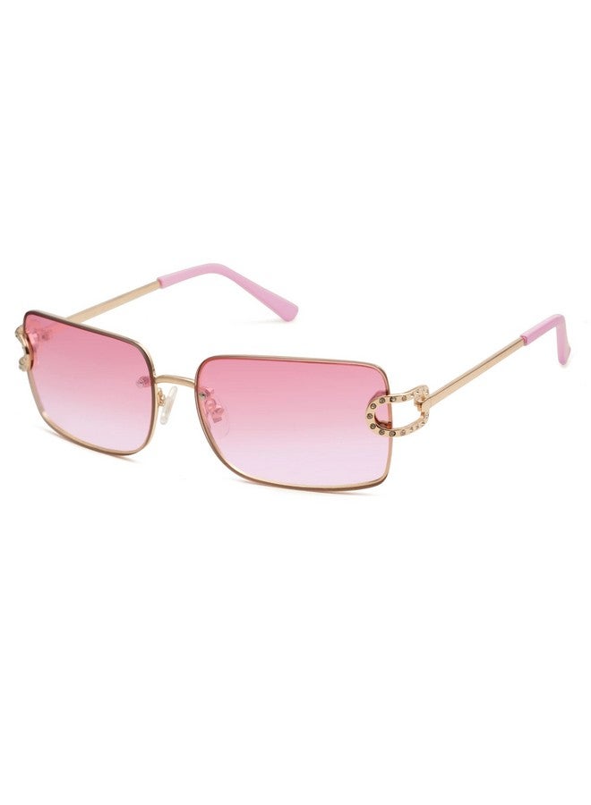 Sojos Vintage Rectangle Sunglasses For Womentrendy Rimless 90S Uv400 Womens Y2K Shades Sj1178 Gold Pink Greading - Image 1