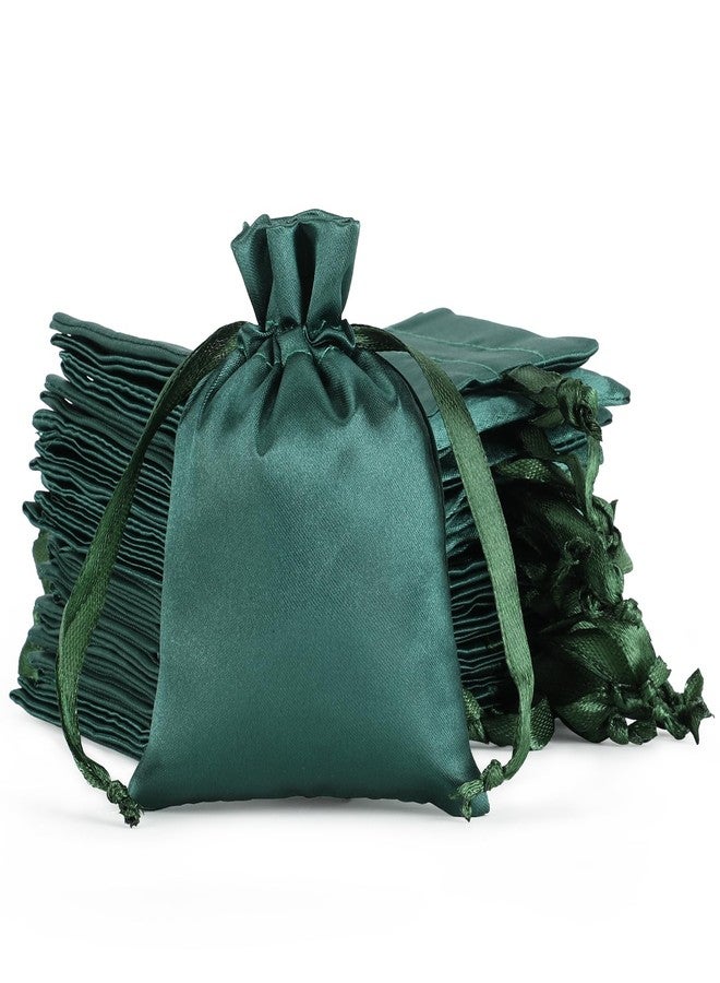Tapleap 3x4 inches Green Satin Cloth Bags, For Wrapping New Year Gifts, Birthday, Wedding or Baby Shower Party Drawstring Favor Bags, Jewelry Bags, 30 per Pack - Image 1