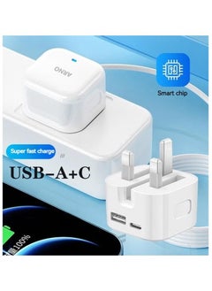 35W Fast Charge Wall Plug, 2 Ports PD&QC 3.0 Fast Charger Plug Compatible for iPhone, iPad, Galaxy, Huawei etc - pzsku/Z5A89529901E5049BE4B5Z/45/_/1735916405/e879520e-3f3a-4152-8561-a0ebcc445a34