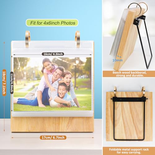 ZEEYUAN 4x6 Picture Frame Desktop Display 4x6 Desk Flip Photo Album on Stand 60 Pockets, Mother's Day Gift for Mom from Daughter Son Desk Photo Book Gifts for Mother Father Grandma - Image 2