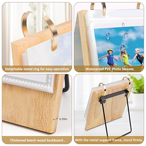 ZEEYUAN 4x6 Picture Frame Desktop Display 4x6 Desk Flip Photo Album on Stand 60 Pockets, Mother's Day Gift for Mom from Daughter Son Desk Photo Book Gifts for Mother Father Grandma - Image 4