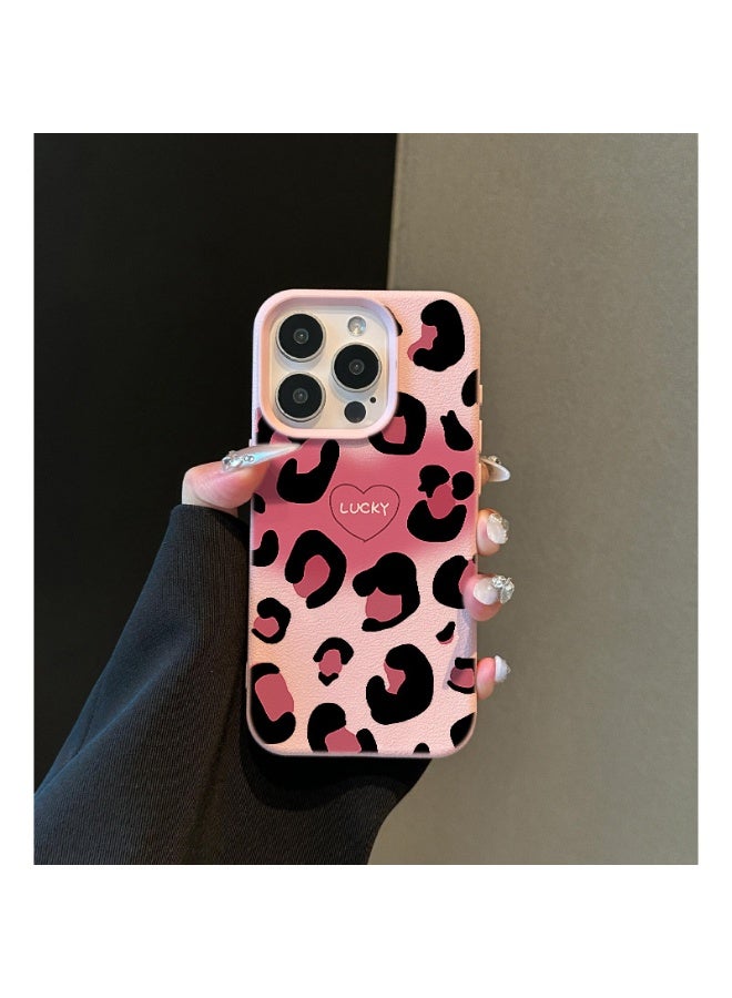 NIBEMINENT Love Pink Leopard Print Protective TPU Case Cover For iPhone 14 Plus - Image 2