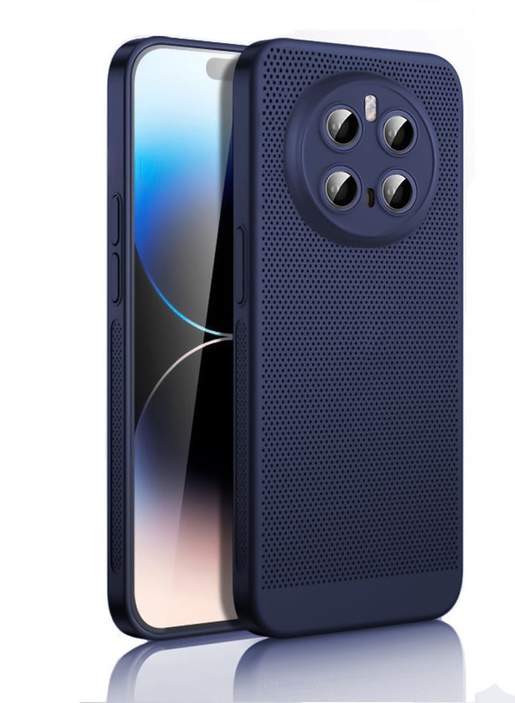 جراب تبديد الحرارة مع واقي مدمج لعدسة الكاميرا، ملائم للجسم، قابل للتهوية، مضاد لبصمات الأصابع، غطاء خلفي صلب من البولي كربونات، مقاوم للصدمات لهاتف Honor Magic 7 Pro (أزرق)