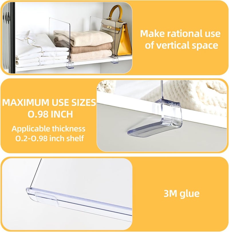 Uni HIMO Shelf Dividers，Vertical Purse Organizer for Closet，Thickened and Sturdy Shelf Organizer for Sweater, Shirts, Handbags,8" Tall x 11" (12 Pcs) - Image 5