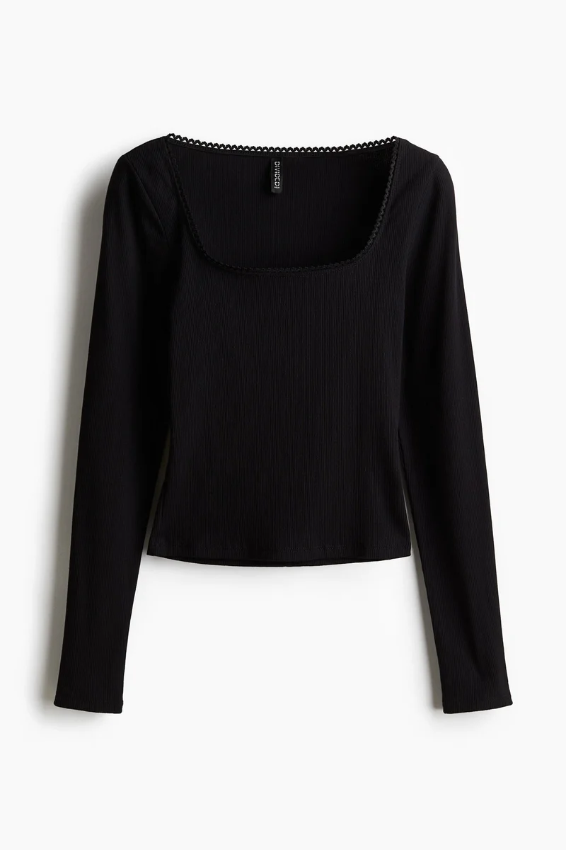 H&M Picot-Trimmed Cotton Top