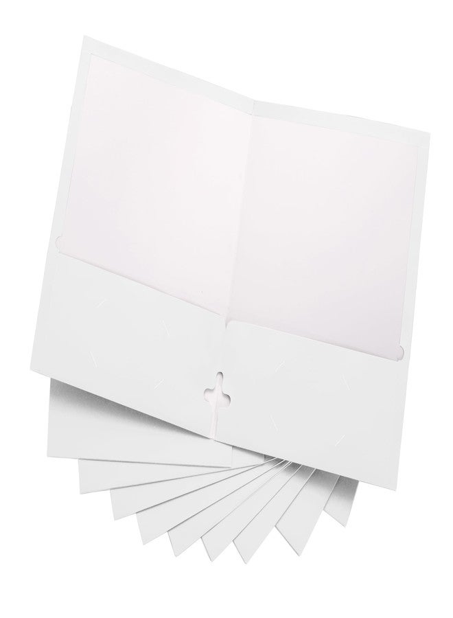ACTIVITYya 10 Pack Two Pocket Folders, White, Strong Thick Paper Folders, for Letter Size, - Image 1