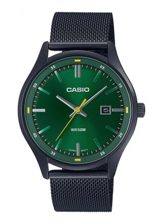 Casio Men Watch Analog Date Display Green Dial Stainless Steel Mesh Band Black Ion Plated Case and Band MTP-E710MB-3AVDF - pzsku/Z5A89A6013A61472A1B8DZ/45/_/1674986271/7eef0d15-a906-45d0-ac77-ae72f9b46a0d