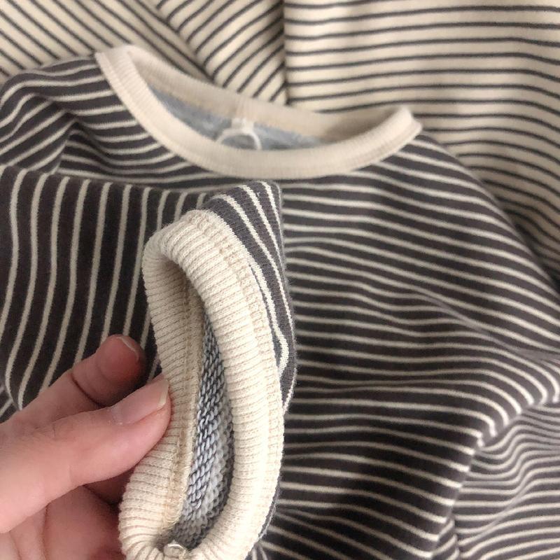 New South Korea Fresh Artistic Loose Striped Top Children'S T-Shirt All-Match Basic Base Shirt Long Sleeve T-Shirt - Image 5