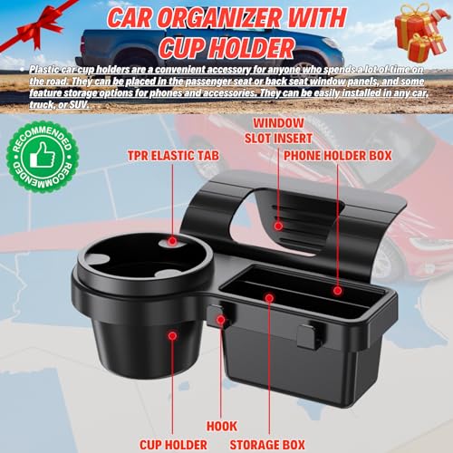 Qlhshop Extra Hanging Car Door Window Drink Coffee Cup Holder with Storage Organizer Tray | Coin Holder Change Organizer Fits Most Vehicles, Trucks Interior Car Gadgets Accessories - Image 3