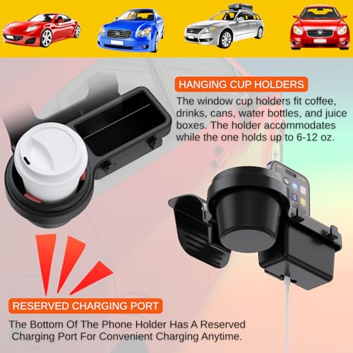 Qlhshop Extra Hanging Car Door Window Drink Coffee Cup Holder with Storage Organizer Tray | Coin Holder Change Organizer Fits Most Vehicles, Trucks Interior Car Gadgets Accessories - Image 2