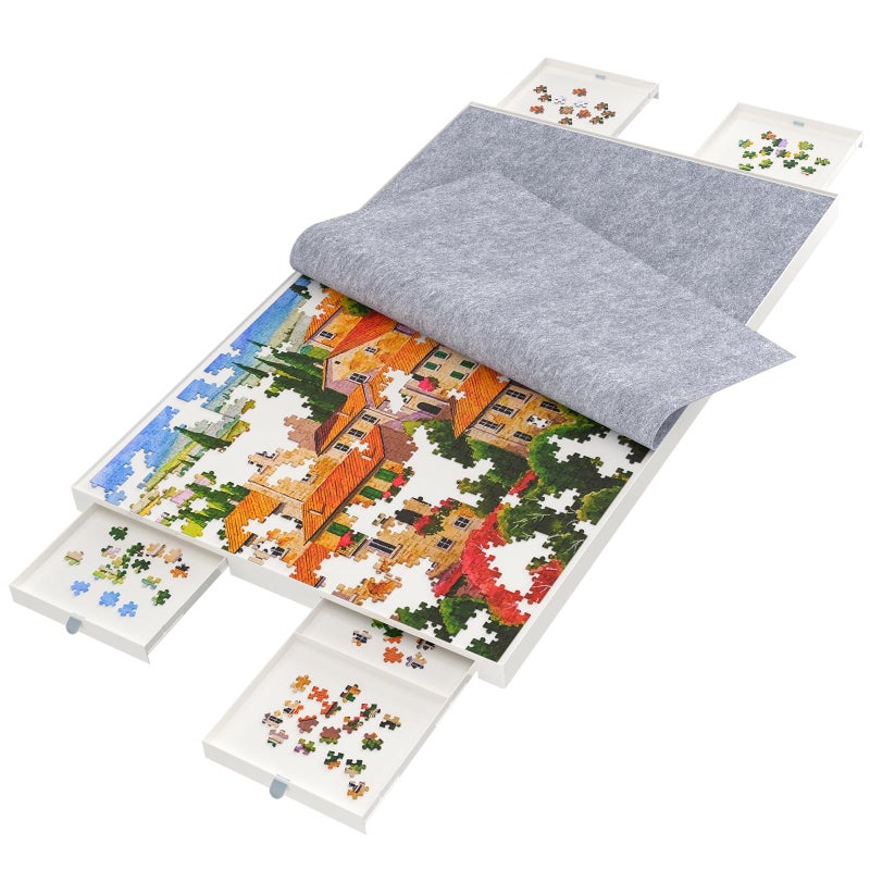 BZseed 1500 Pieces Puzzle Board with Drawers and Cover,35"x27"Portable Jigsaw Puzzle Table for Adults Puzzle Tables with Drawers - Image 1