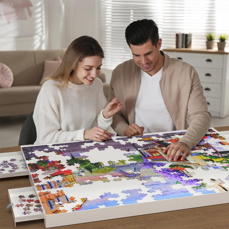 BZseed 1500 Pieces Puzzle Board with Drawers and Cover,35"x27"Portable Jigsaw Puzzle Table for Adults Puzzle Tables with Drawers - Image 4