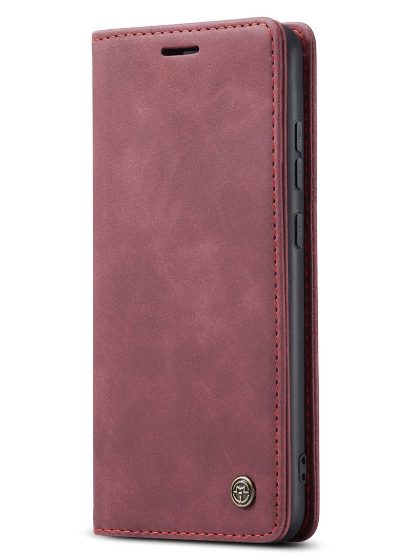 CaseMe Phone Case Luxury PU Leather Design 013 Flip Cover Card Slot Holder Cover For  Honor X9C / Honor x60 Pro  (Red) - Image 1