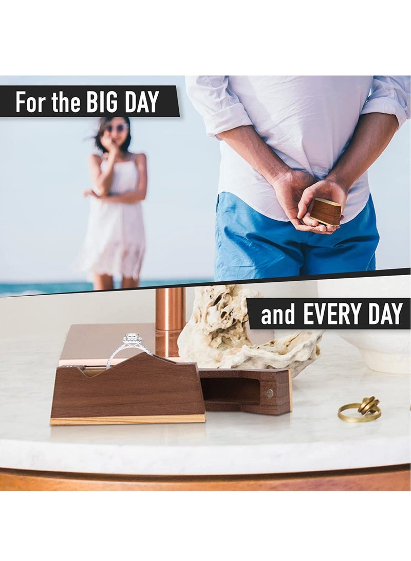 Excefore Wooden Wedding Ring Box, Wooden Engagement Proposal Ring Bearer Boxes, Ring Case Ring Gift Box, Engagement Ring Box, Jewelry ring Storage Box for Anniversary - Image 2