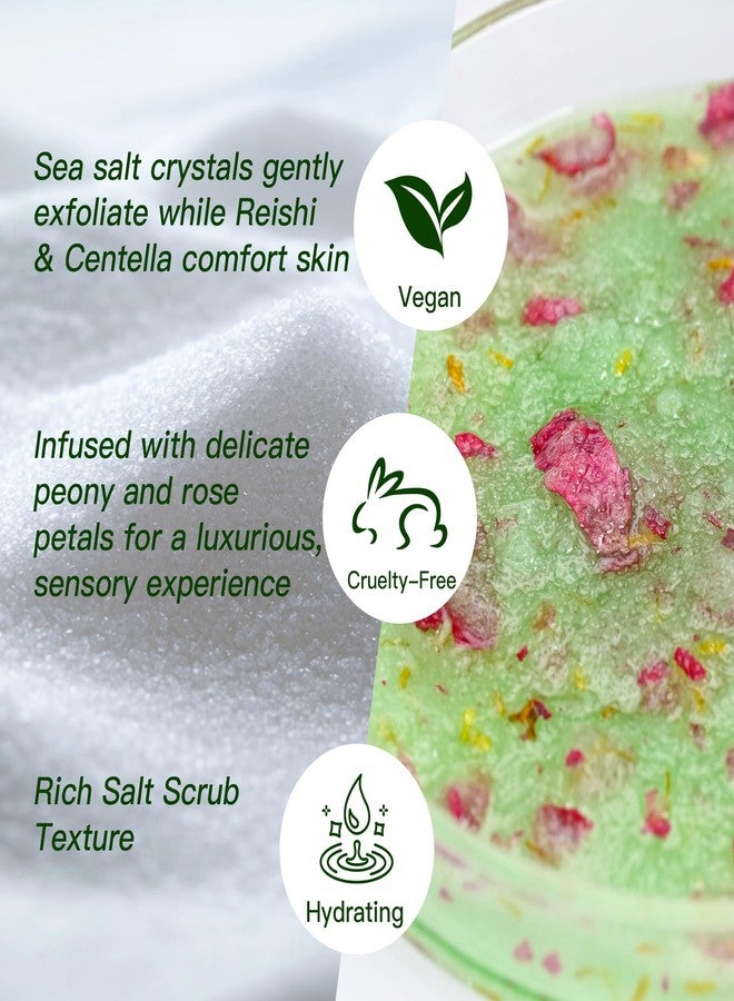 Liillya Nourishing Reishi & Centella Body Scrub – Natural Sea Salt Exfoliator with Olive & Coconut Oils, Revitalising Herbal Formula for Smooth, Radiant Skin – Vegan & Eco-Friendly, 350g - Image 4