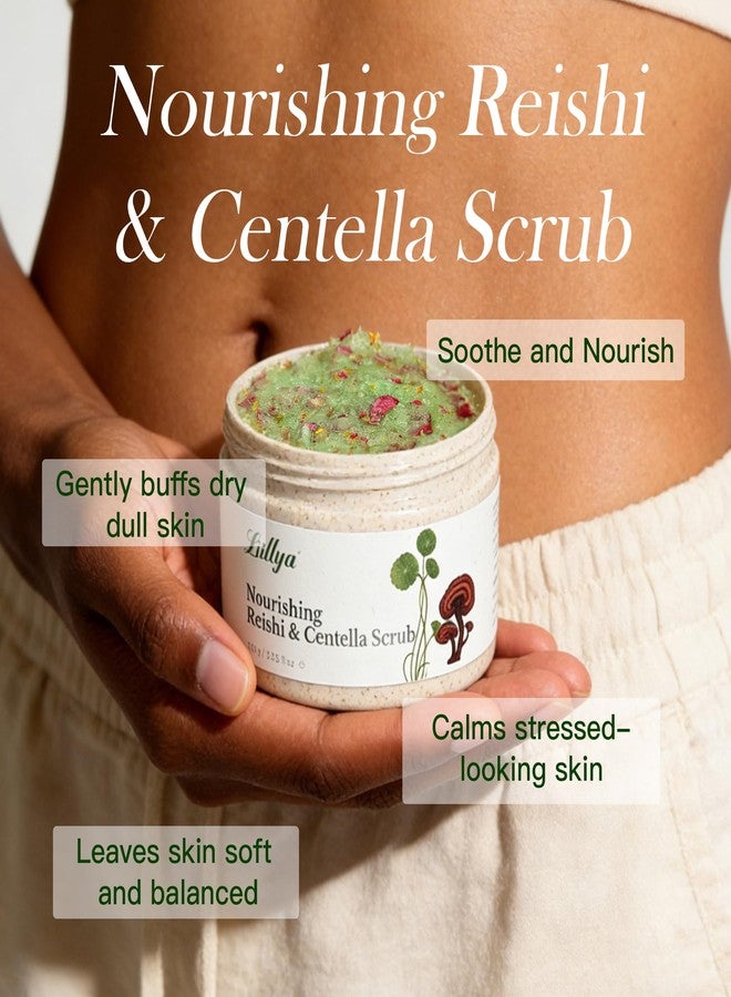 Liillya Nourishing Reishi & Centella Body Scrub – Natural Sea Salt Exfoliator with Olive & Coconut Oils, Revitalising Herbal Formula for Smooth, Radiant Skin – Vegan & Eco-Friendly, 350g - Image 3