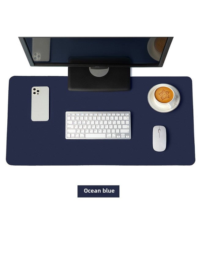 Extra Large Computer Desk Mat Waterproof Leather Mouse Pad Logo Customizable Dining Table Placemat Digital Pattern-Color:80*40cm-Pattern:Single-sided Ocean Blue  - Image 1
