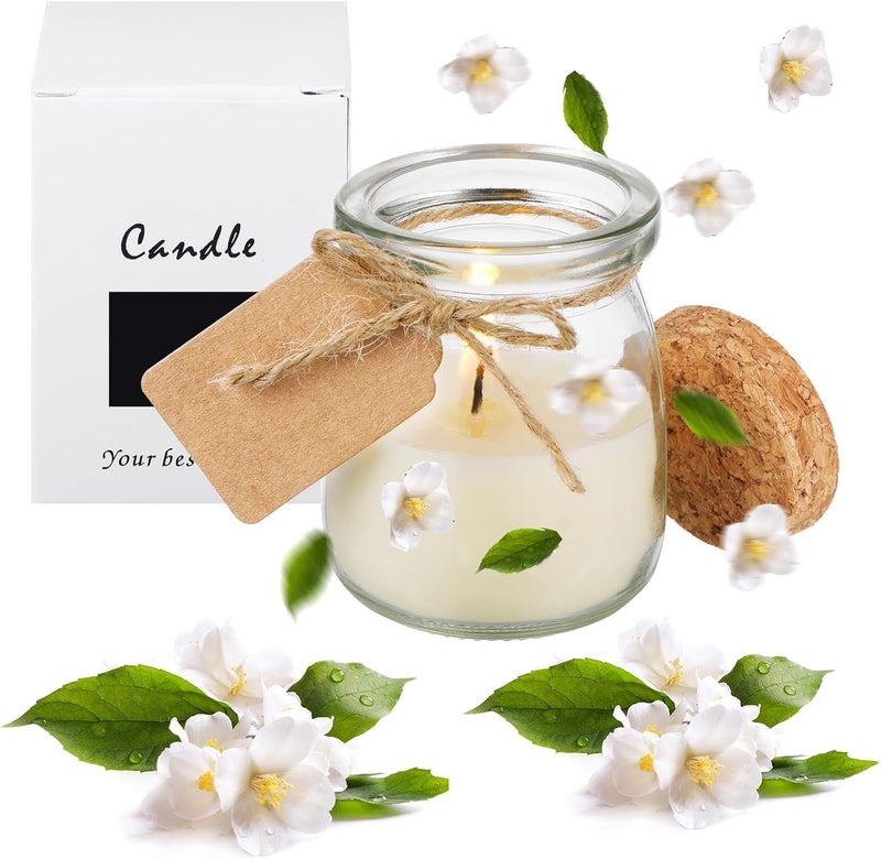 Mtlee MTLEE 50 Pcs Jars Candle for Guests Wedding Candle Gift Natural Wax Candles with DIY Tag Cards for Bridesmaid Groomsman Baby Shower Party Favors Home Supply Decor (Jasmine)