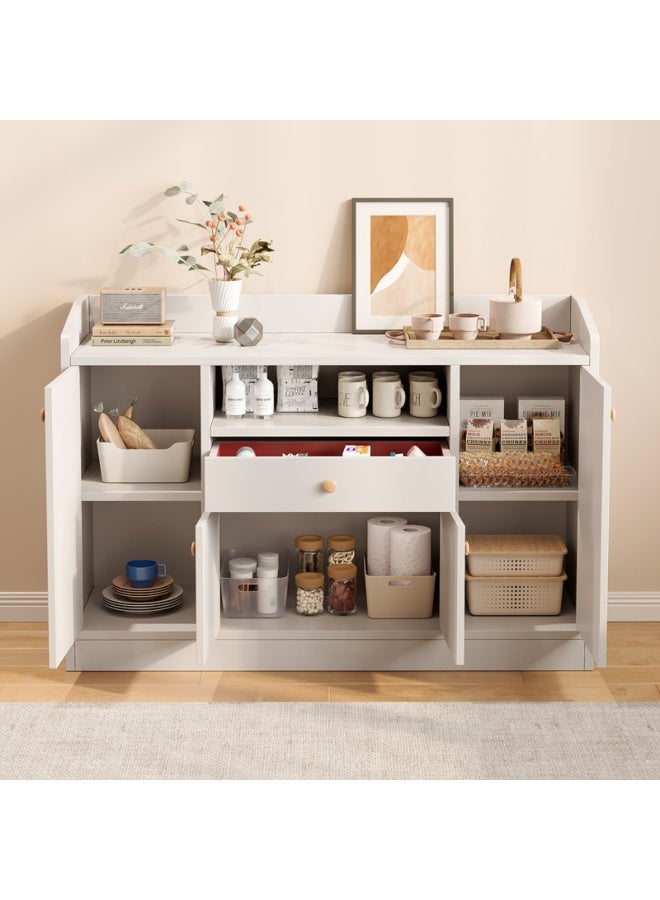 GoldenLike  خزانة تخزين مع أبواب وأدراج، خزانة جانبية، خزانة بوفيه بيضاء، خزانة جانبية لتخزين القهوة، طاولة بوفيه للمطبخ، غرفة الطعام، غرفة المعيشة - Image 3