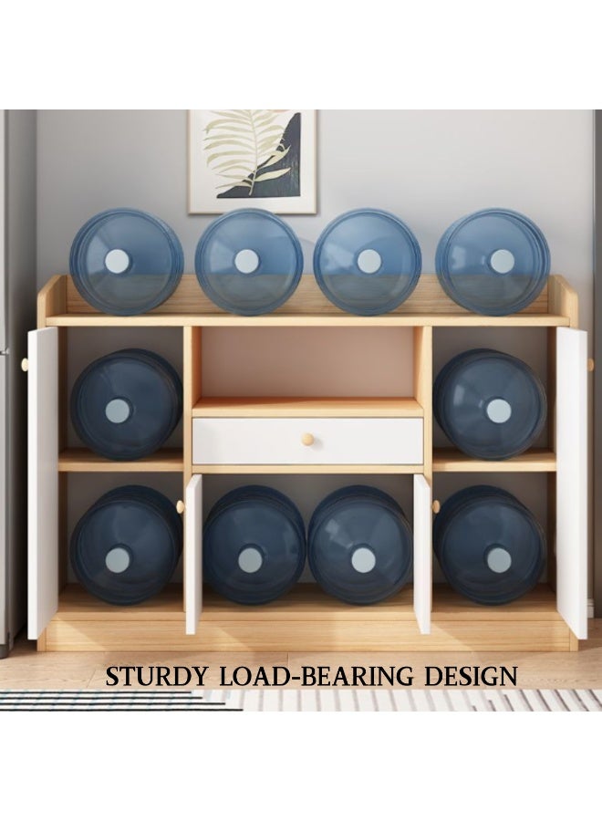 GoldenLike  خزانة تخزين مع أبواب وأدراج، خزانة جانبية، خزانة بوفيه بيضاء، خزانة جانبية لتخزين القهوة، طاولة بوفيه للمطبخ، غرفة الطعام، غرفة المعيشة - Image 4