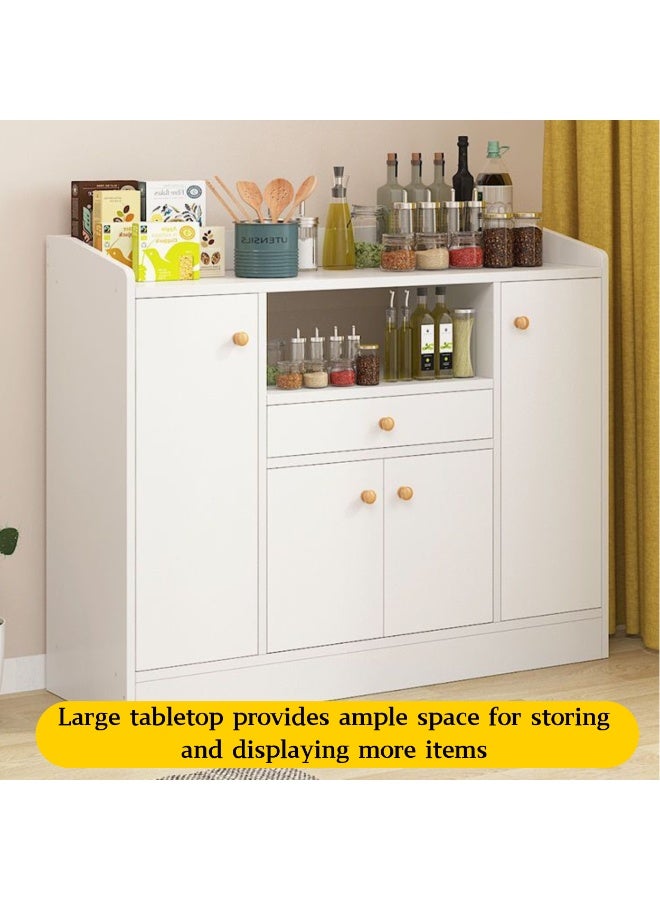 GoldenLike  خزانة تخزين مع أبواب وأدراج، خزانة جانبية، خزانة بوفيه بيضاء، خزانة جانبية لتخزين القهوة، طاولة بوفيه للمطبخ، غرفة الطعام، غرفة المعيشة - Image 5