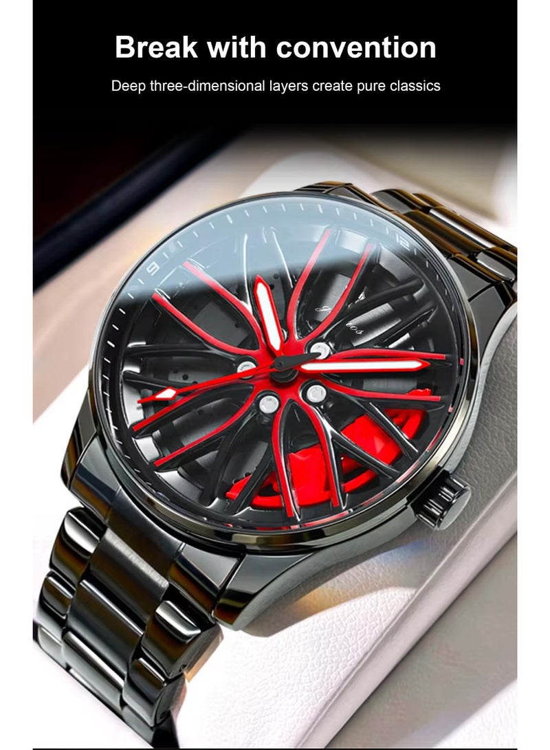 GOHUOS Men's Casual New Wheels Rolling Creative Fashion Waterproof Stainless Steel Band Quartz Watches Car Watches Gifts for Men  - 42mm - Image 3
