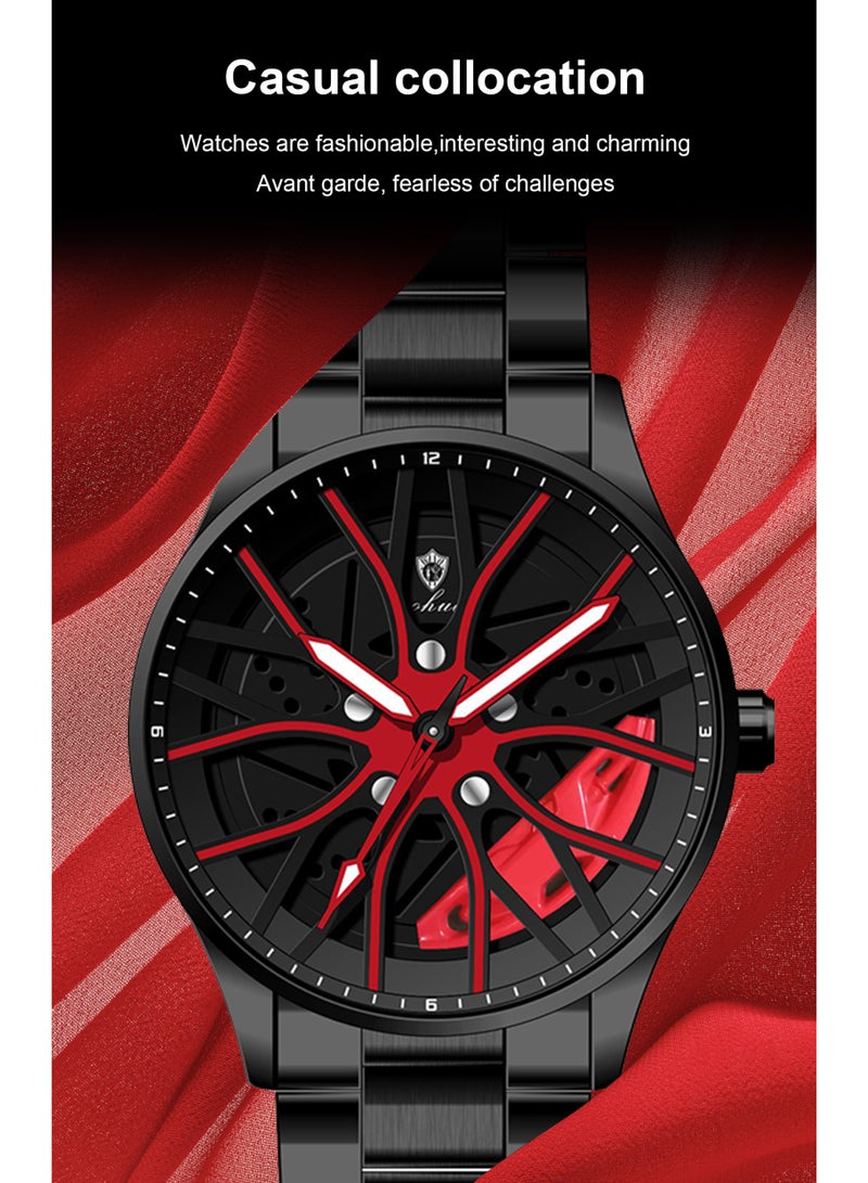 GOHUOS Men's Casual New Wheels Rolling Creative Fashion Waterproof Stainless Steel Band Quartz Watches Car Watches Gifts for Men  - 42mm - Image 4