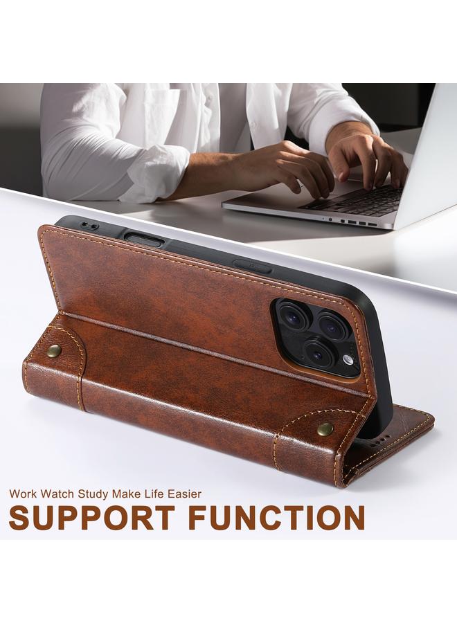 Suteni Case For iPhone 16 Plus Baroque Calf Texture Buckle Wallet Leather Phone Case - Image 4