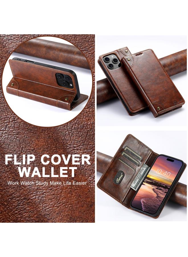 Suteni Case For iPhone 16 Plus Baroque Calf Texture Buckle Wallet Leather Phone Case - Image 5