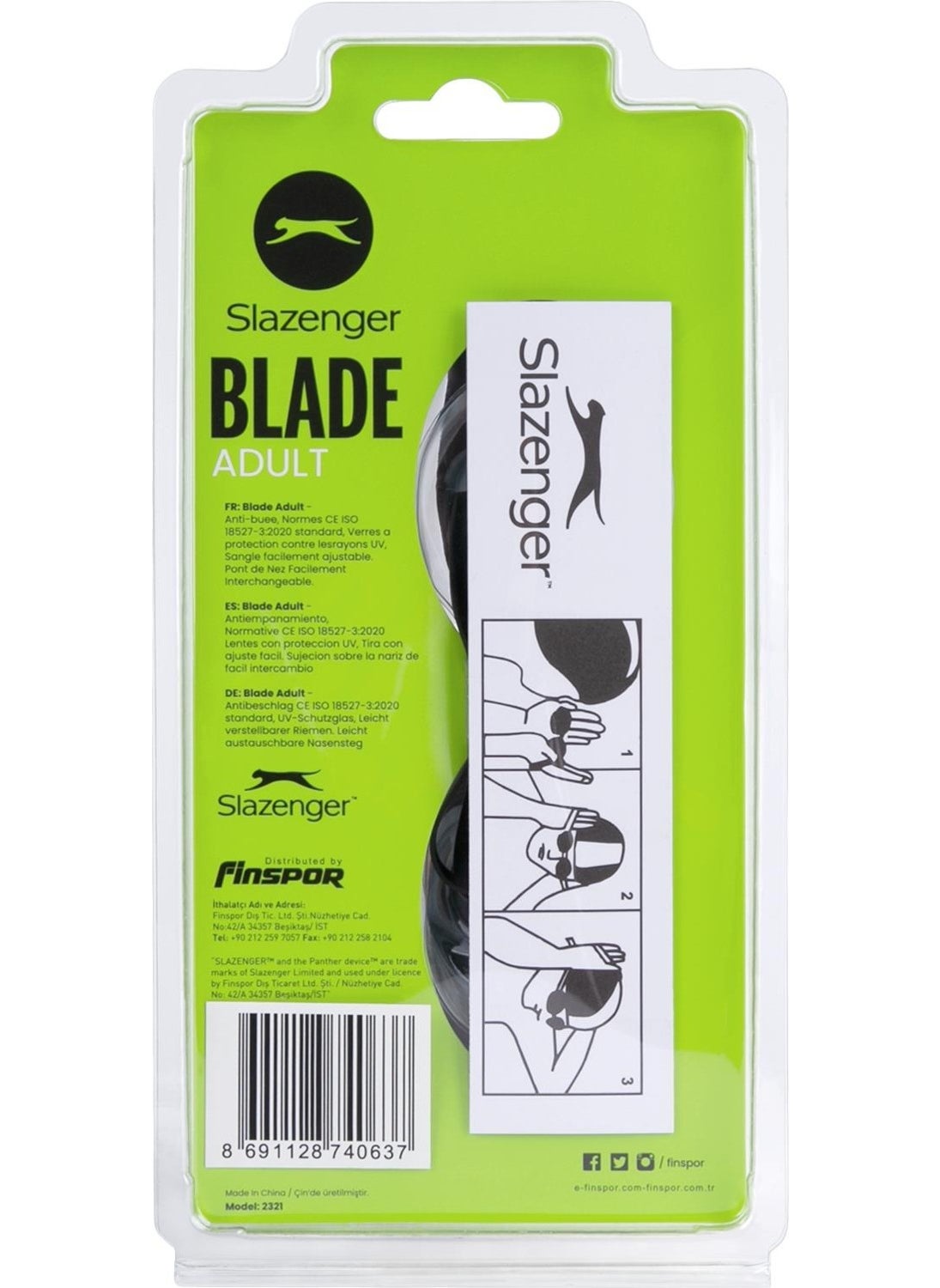 Slazenger - Adult Swimming Goggles Blade 2321 Smokeblackblack - Image 1