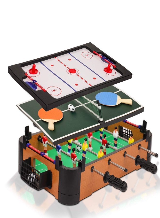 Point Games 3 in 1 Small Multi Game Set, Foosball, Air Hockey, Table Tennis - Portable Mini Arcade Table for Easy Carry - Perfect Arcade Gift for Children - Recommended Age 3+ - Image 1