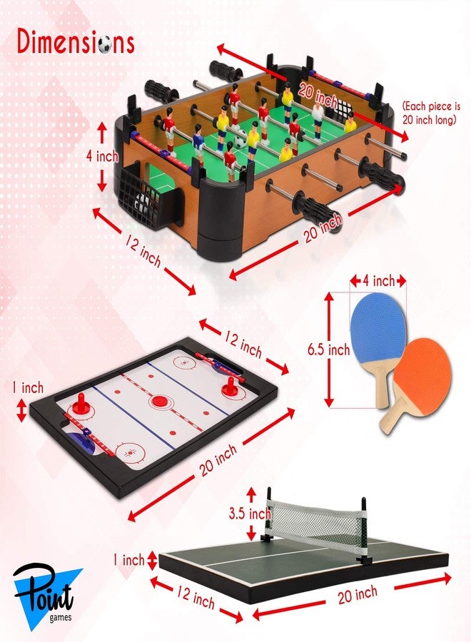 Point Games 3 in 1 Small Multi Game Set, Foosball, Air Hockey, Table Tennis - Portable Mini Arcade Table for Easy Carry - Perfect Arcade Gift for Children - Recommended Age 3+ - Image 3