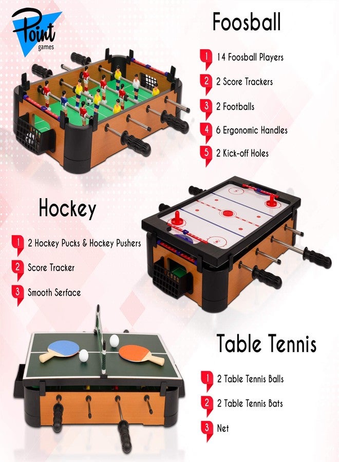 Point Games 3 in 1 Small Multi Game Set, Foosball, Air Hockey, Table Tennis - Portable Mini Arcade Table for Easy Carry - Perfect Arcade Gift for Children - Recommended Age 3+ - Image 5