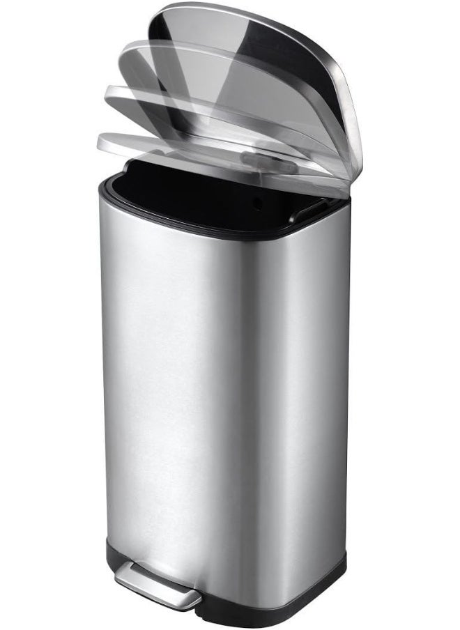 EKO Eko Della Stainless Steel Rectangular Step Waste Bin With Soft Close Lid Stainless Steel/Silver 20 Liter  - Image 2
