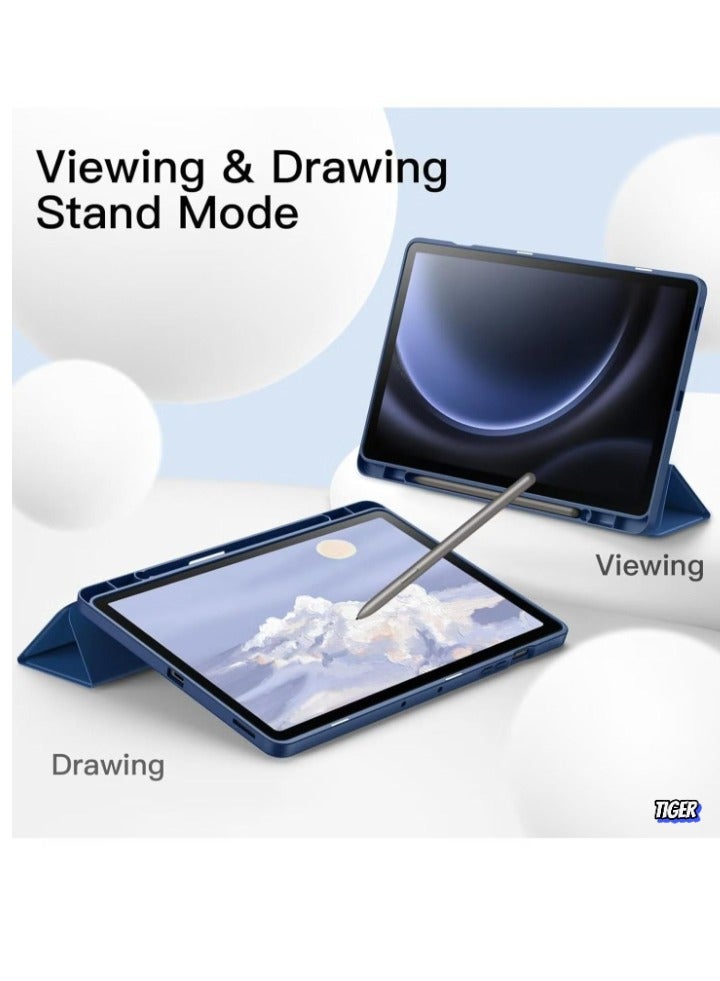 TIGER Premium Case for Samsung Galaxy Tab S9 FE+ 12.4-Inch with S Pen Holder, Soft TPU Tri-Fold Stand Protective Tablet Cover, Supports S Pen Charging, Auto Wake Sleep Function, Durable & Stylish Protection for Your Device - Image 4