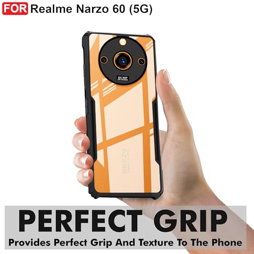 CEDO Backcover for Realme Narzo 60 (5G) | Camera Protection Shockproof Bumper-Edge | Acrylic Crystal Clear 360 Degree Protection TPU+PC | Transparent Eagle Back Case Cover (Black) - Image 2