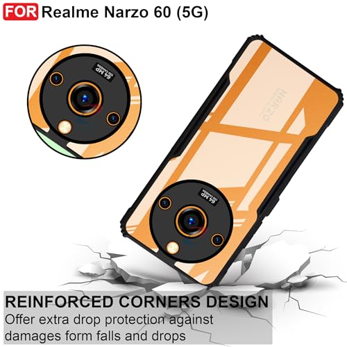 CEDO Backcover for Realme Narzo 60 (5G) | Camera Protection Shockproof Bumper-Edge | Acrylic Crystal Clear 360 Degree Protection TPU+PC | Transparent Eagle Back Case Cover (Black) - Image 3