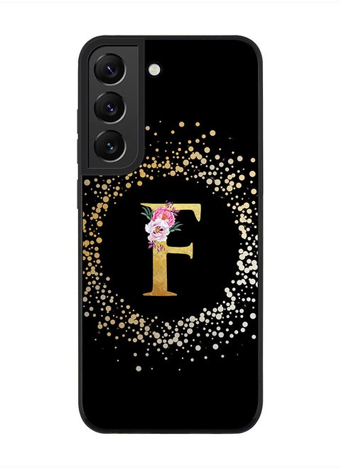 Rugged Black edge case for Samsung Galaxy S21 5G, Soft Flexible Phone case Custom Monogram Initial Letter Floral Pattern Alphabet - F (Black)
