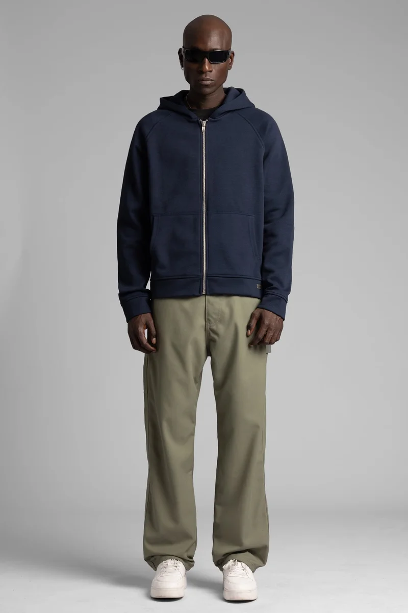 Catch Diagonal Textured Zip-Up Hooded Sweatshirt