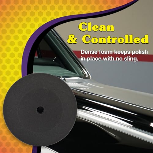 Wizards Foam Finish Buff Pad - Velcro Backed, Light Polish Foam Pad for Car Detailing - ‎No Splatter with Soft Clears Results for Auto Detailing Supplies - ‎8½" x 1¼" - Image 5