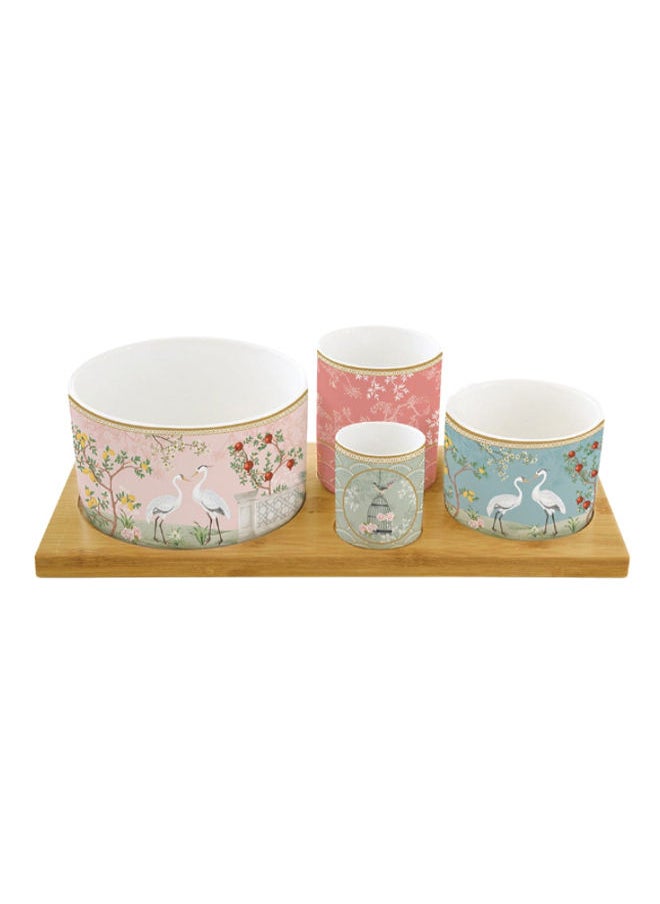 Jardin De Reves Appetiser Bowl & Tray, Multicolour - Set of 4