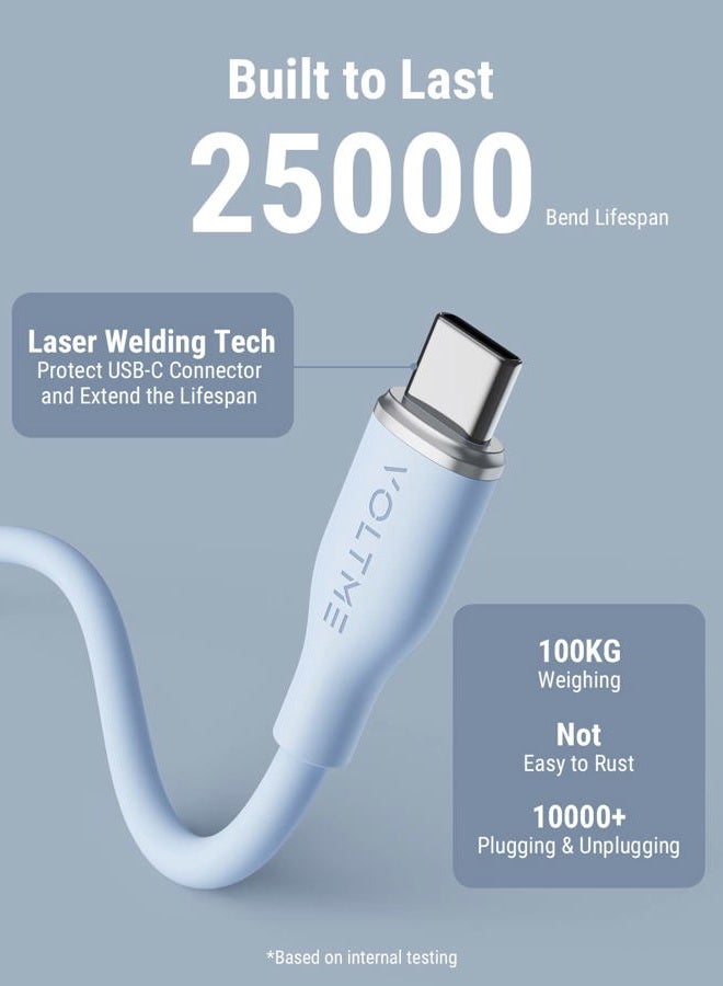 VOLTME USB C Cable, 60W USB C to USB C Cable 6ft, USB 2.0 Type C Charging Cable Fast Charge Cord for MacBook Pro 2020, iPad Pro 2020, iPad Air 4/5, MacBook Air 2020, Galaxy S21, Switch (Blue) - Image 3