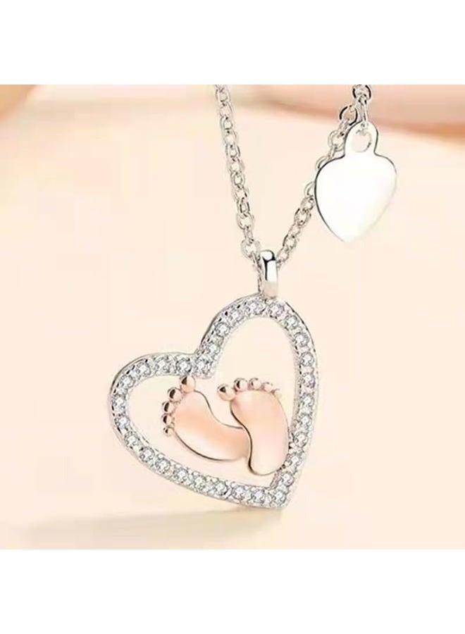 IPINK Gift for New Mom, Baby Feet Heart Necklace Baby Gift Set, To My Mommy, Necklaces For Women, Gifts for Mom, Baby Shower Gifts, Mommy to be Gifts, Pregnancy Gifts for First Time Moms, Stainless - Image 2