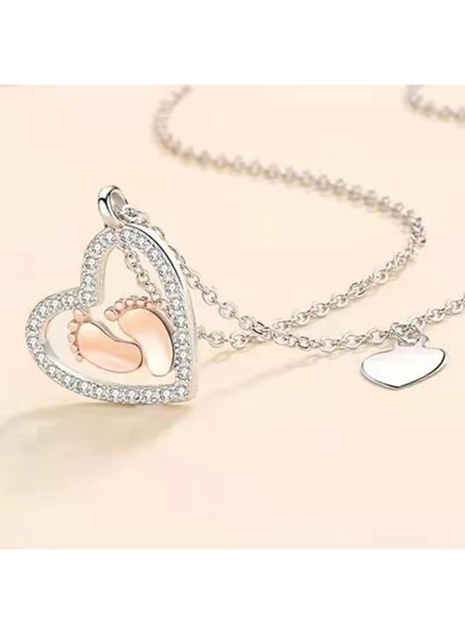 IPINK Gift for New Mom, Baby Feet Heart Necklace Baby Gift Set, To My Mommy, Necklaces For Women, Gifts for Mom, Baby Shower Gifts, Mommy to be Gifts, Pregnancy Gifts for First Time Moms, Stainless - Image 5