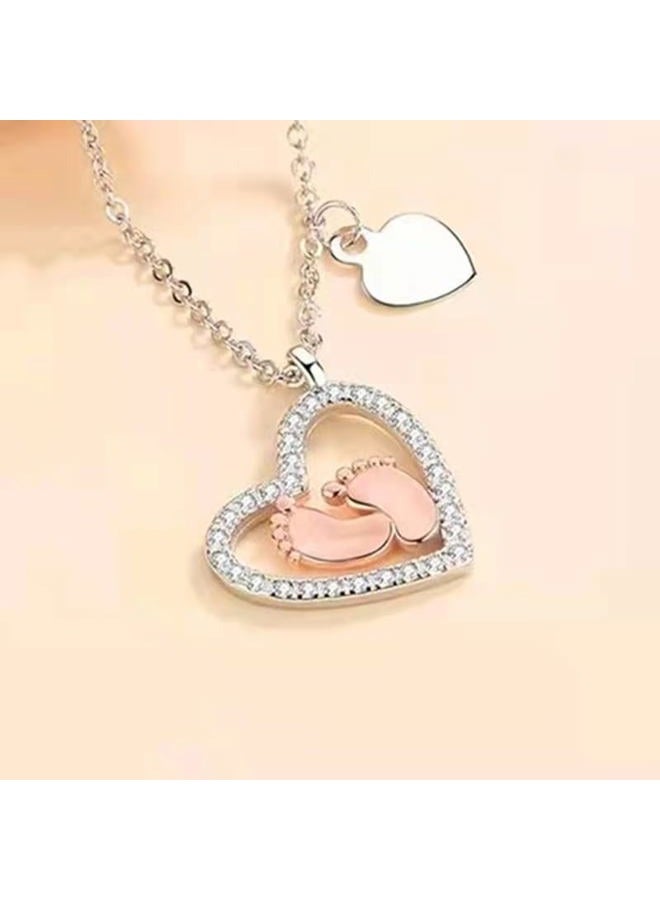 IPINK Gift for New Mom, Baby Feet Heart Necklace Baby Gift Set, To My Mommy, Necklaces For Women, Gifts for Mom, Baby Shower Gifts, Mommy to be Gifts, Pregnancy Gifts for First Time Moms, Stainless - Image 4