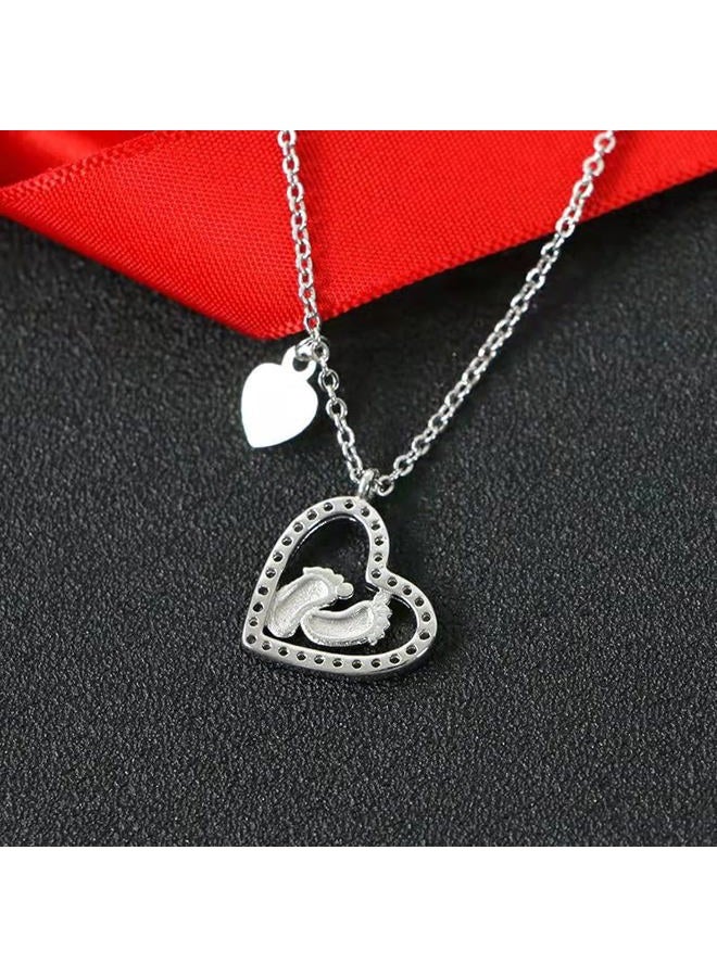 IPINK Gift for New Mom, Baby Feet Heart Necklace Baby Gift Set, To My Mommy, Necklaces For Women, Gifts for Mom, Baby Shower Gifts, Mommy to be Gifts, Pregnancy Gifts for First Time Moms, Stainless - Image 3