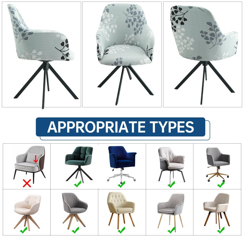 Iauddy Swivel Armchair Accent Dining Chair Cover for Office, Stretch Mid-Back Office Desk Chair Sliopcover Leisure Arm Chair Protector with arms for Living Room - Image 4