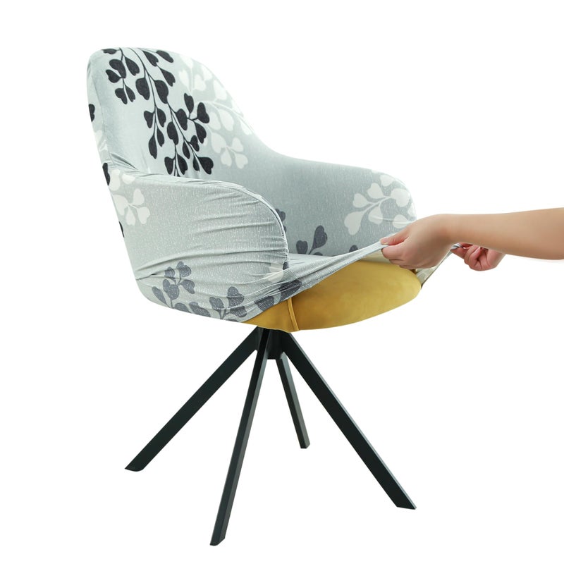 Iauddy Swivel Armchair Accent Dining Chair Cover for Office, Stretch Mid-Back Office Desk Chair Sliopcover Leisure Arm Chair Protector with arms for Living Room - Image 1